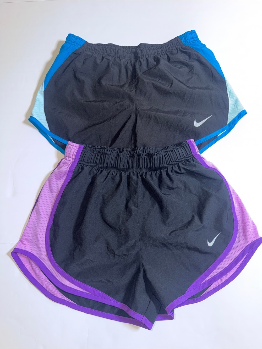 Nike Women's Black Athletic Shorts with Blue & Purple Trim